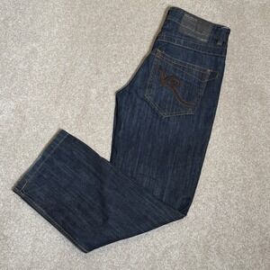Rocawear Jeans Mens 34 Blue Original Fit Straight Leg Embroidered Pockets Denim
